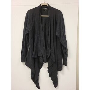 ana Womens 2X Cardigan Black Open Front Sweater Plus Size Knit Top Layer